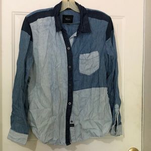 Patchwork denim chambray shirt, Rails. L